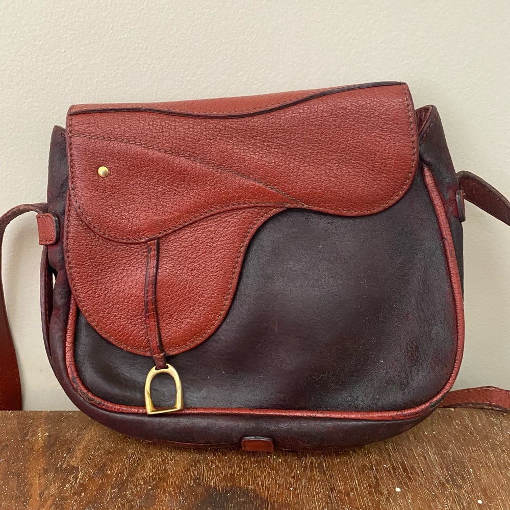 Women’s Two-Tone Brown & Rust Leather Saddle Bag